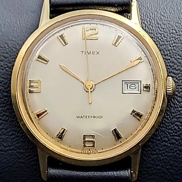Timex Other - Vintage 1970s Timex Marlin Date Watch – Gold Tone, Manual Wind